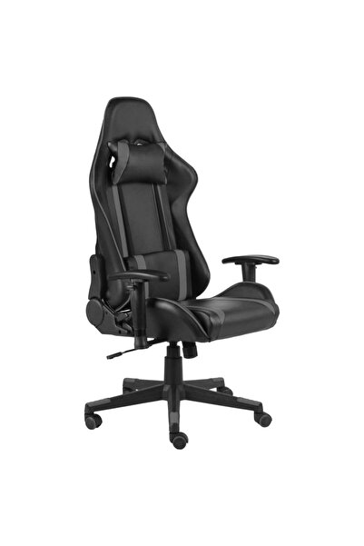 vidaxl Scaun de gaming pivotant, gri, PVC