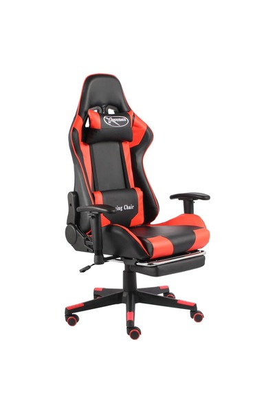 vidaxl Scaun jocuri pivotant cu suport de picioare, roșu, PVC