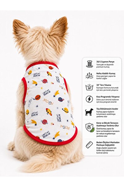 DOGİ&DOG Küçük Irk White Space Köpek Atleti Köpek Kıyafeti Kedi Atleti (1-10KG)