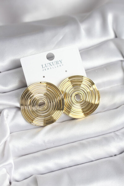 OGHAMAY Brass Gold Color Circle Model Women's Earrings