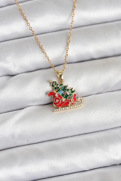 OGHAMAY 316L Steel Chain Gold Color Christmas Themed Women's Necklace with Sl...