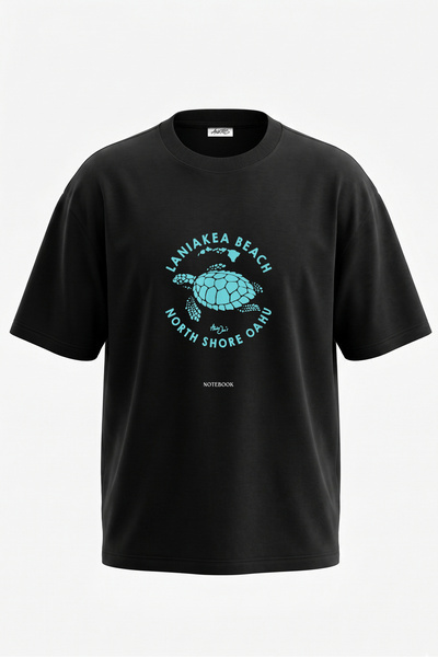 Anetos Tricou oversize negru din bumbac cu imprimeu pe spate cu design broasc...