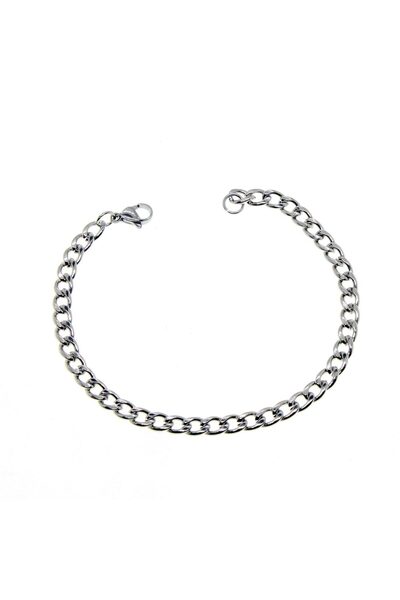 OGHAMAY Silver Color Cuban Stainless Steel Unisex Men's Chain Steel Bracelet ...