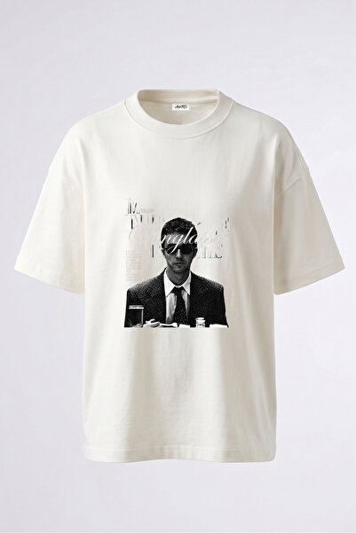 Anetos Tricou oversize alb din bumbac cu imprimeu pe spate The Fonz Design