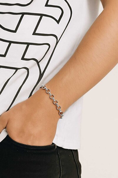 OGHAMAY Silver Color Doc Chain Unisex Steel Bracelet - 3347