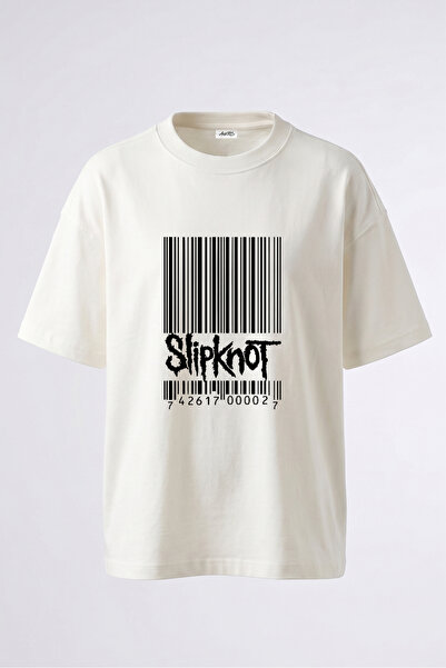 Anetos Slipknot dizajn, pamučna bela majica sa leđnim printom, oversize