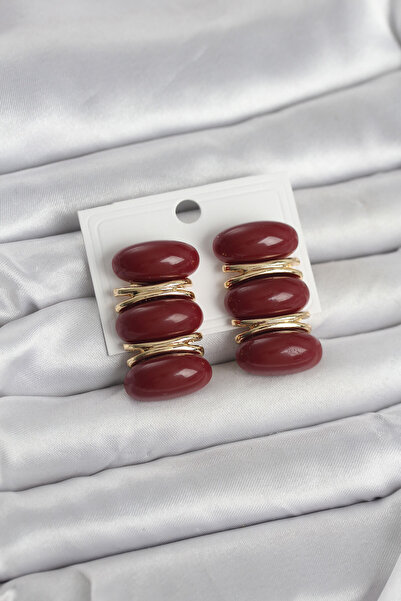 OGHAMAY Burgundy Vintage Model Gold Color Women's Earrings