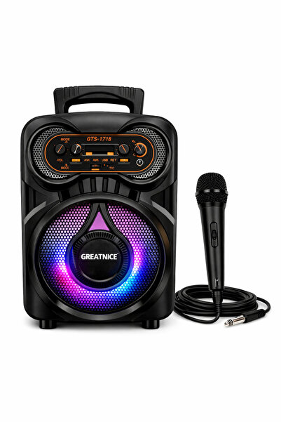 greatnice Φορητό Ηχείο Καραόκε GTS‑1718, 8 ιντσών, RGB LED, Bluetooth, Περιλα...