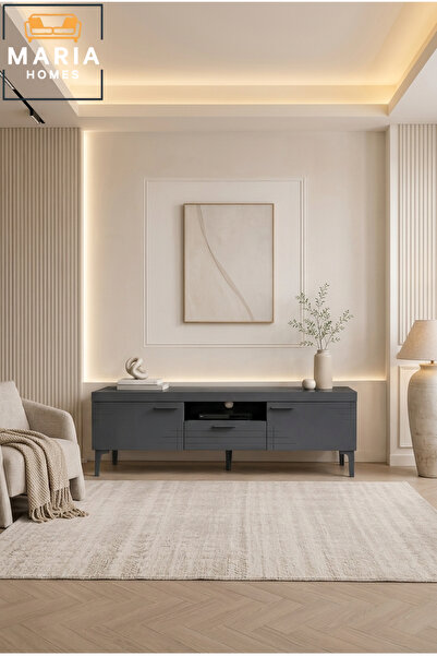 MARIA HOMES Modern TV Unit Entertainment Center with Storage Drawers Media Co...