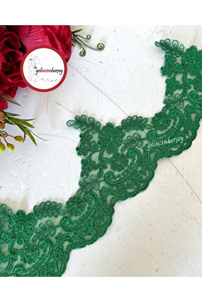 Gelincimherşey Yeşil Safir Fransız Dantel Güpür 13.5 cm 1 Metre