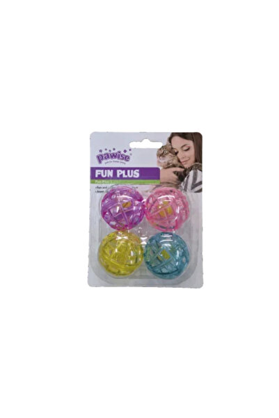 Pawise Bile de plastic colorate pentru pisici, pachet de 4