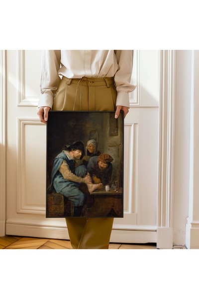 Pegziz Adriaen Brouwer Foot Treatment Table |   Framed Flemish Genre Painting...