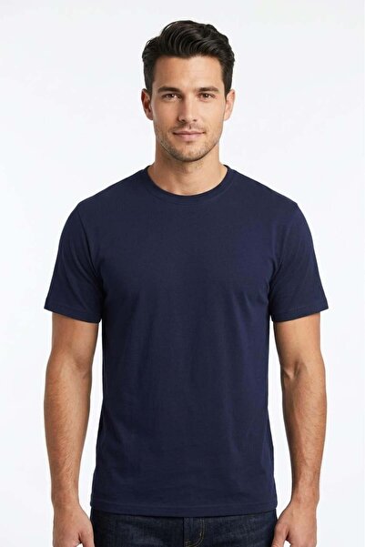 Uki LACİVERT Bisiklet Yaka Basic T-Shirt