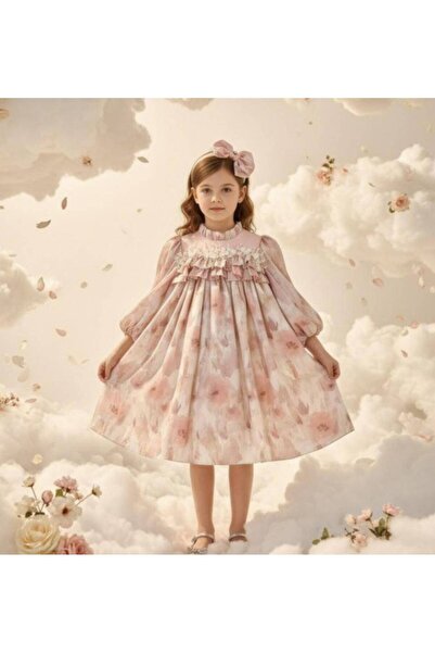 sunshine boutique15 فستان راقي بينك باودر بقماش كوري بشك عالصدر - 7 سنوات