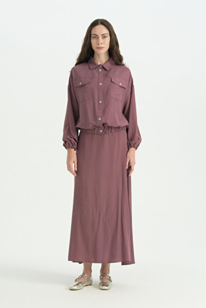 Nihan Skirt Jacket Lyocell Set - Plum
