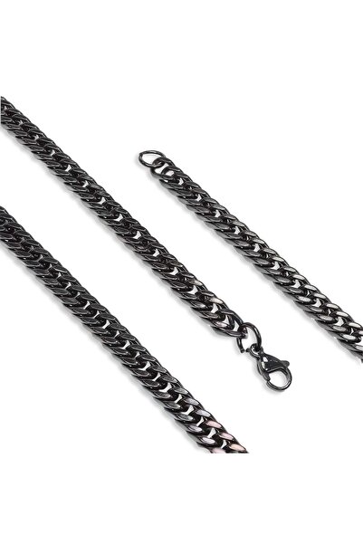 SeyCey.co Fishbone Black Men's Steel Necklace 1.6mm X 4mm - Black