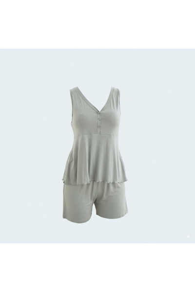 Generic Soft Viscose Pajama Set with Shorts and Loose Top with Stylish Button...
