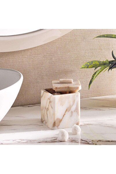 PAN HOME Aristo Marble Cotton Jar 9x9x11.6cm - Beige