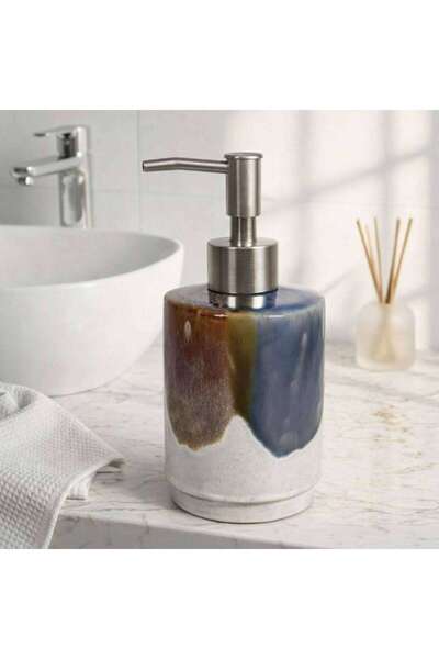 PAN HOME Zeena Ceramic Double Glaze Soap Dispenser 7.5x18cm - Multicolor