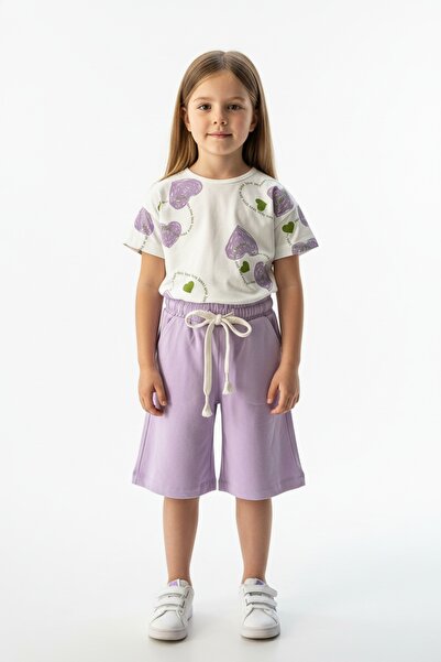 Toontoy Girl's 2-Piece Capri Set Crew Neck Drop Shoulder Short Sleeve Printed...