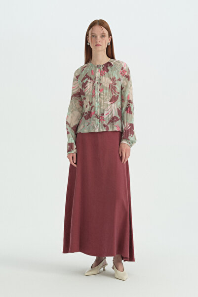 Nihan Balloon Sleeve Skirt Shirt Set - Mint