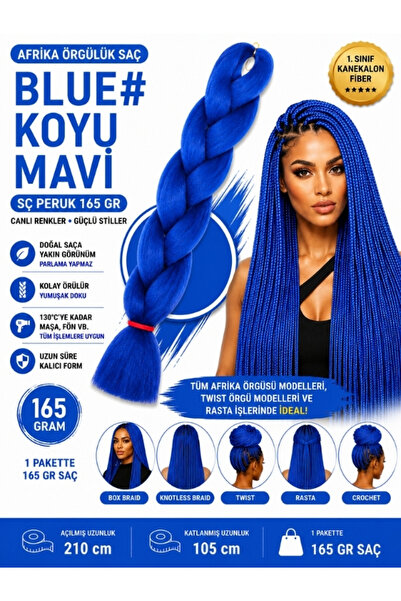 SÇ PERUK African Braiding Hair Blue #   Dark Blue 165 Gr Kanekalon Fiber Synt...