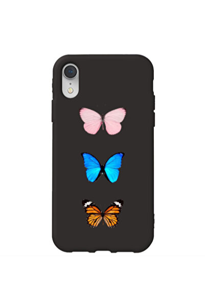 Other Apple iPhone Xr Triple Butterfly Black Colored Silicone TPU Θήκη