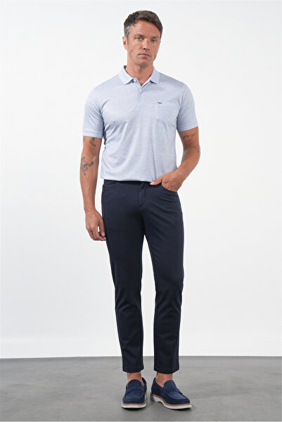 İmza Navy Blue Side Pocket Knitted Slim Fit Casual Cotton 5 Pocket Trousers 1...