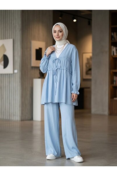 Naknaku Drawstring Trousers Suit - Blue