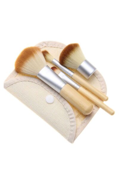 Other 4 pcs Wholesale Bamboo Handle Fiber Hair Portable Makeup Brush Set Make...