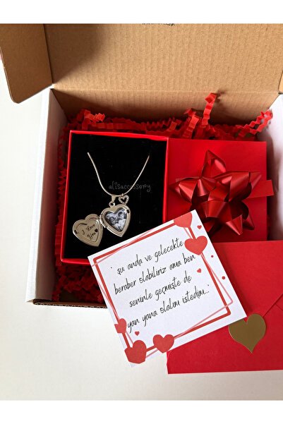 Alis Accessory Fotoğraflı i love you yazılı kişiye özel kolye