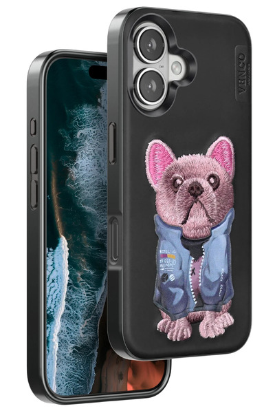venco غطاء آيفون 16 من SVL-SHOP بتصميم لطيف (215918) - أسود