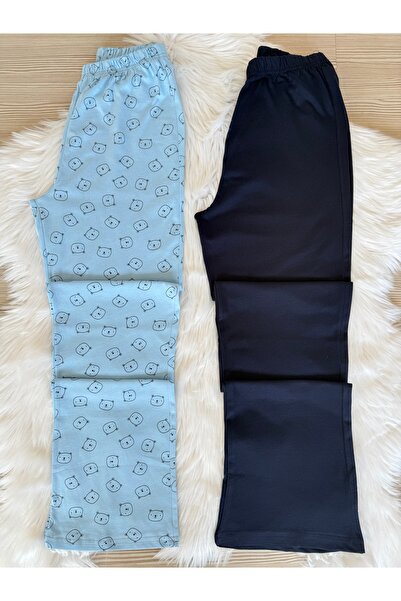 Pijamacs Teddy Bear and Navy Blue Patterned 2-Piece Pajama Bottoms