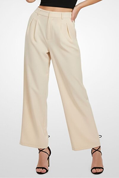 Don't Call Me Jennyfer Women Wide Leg Solid Pants, Beige