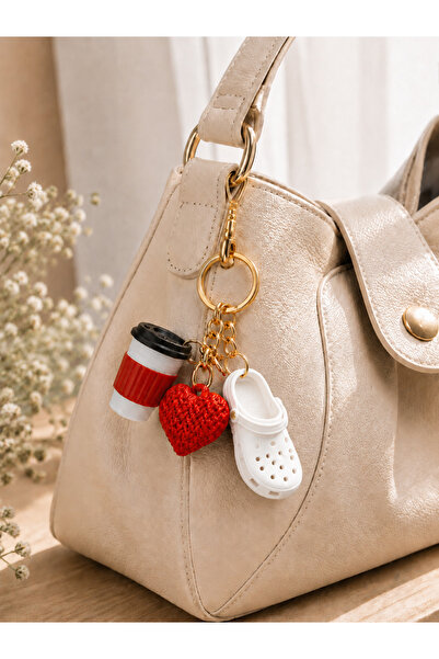 Eyiser Store 3-Piece Coffee, Heart, and Slipper Bag Charm and Keychain Set - ...