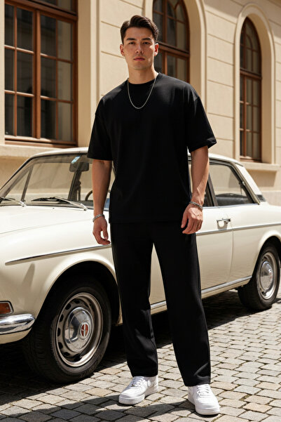 Runades Men's Oversize Basic T-Shirt and Sweatpants Comfortable Fit Top and B...