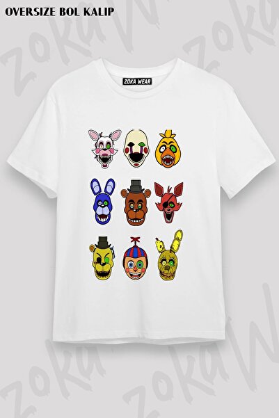 ZOKAWEAR Unisex Loose Fit Fnaf Five Nights V11 Printed T-Shirt