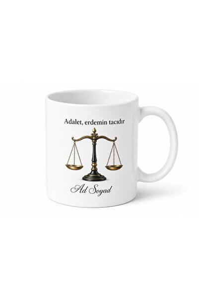 Tupya Gift Kişiye Özel İsimli Avukat Tasarımlı Adalet Terazisi Baskılı Serami...