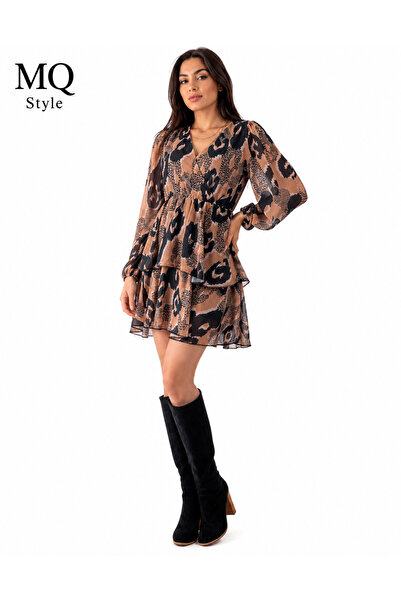 MQ Leopard Print Layered Long Sleeve Mini Dress