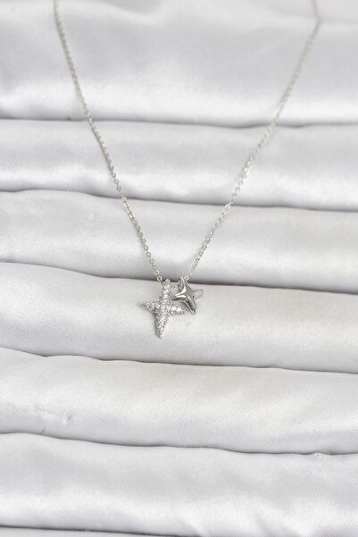 Ru Collective Brass Silver Color Minimal Pole Star Model Women's Necklace