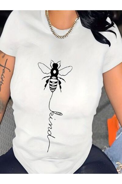COZYWEAR Women's White Printed T-Shirt