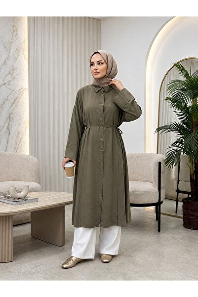 Naknaku Front Nevrür Detail Long Tunic-Khaki