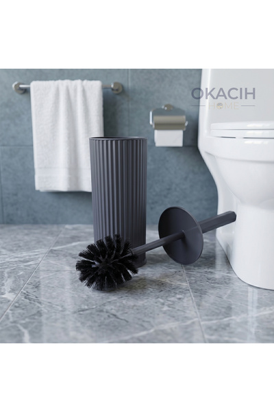 okacih Modern Dikey Çizgili Tuvalet Fırçası - Banyo İçin Lüks Klozet Fırçası