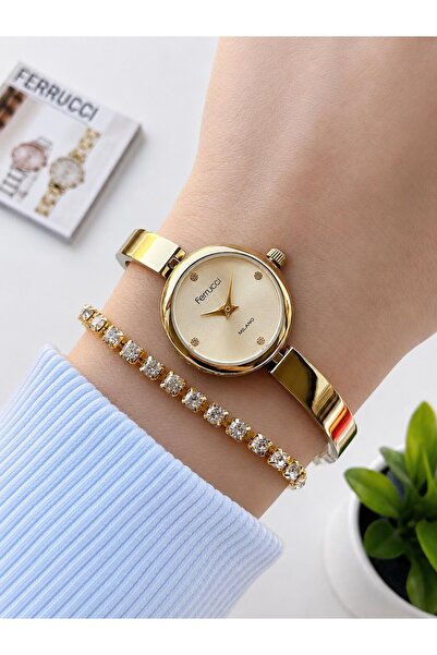 Ferrucci Small Vintage Case Steel Cord 2 Years Guarantee 3 Atm Women Wrist Wa...