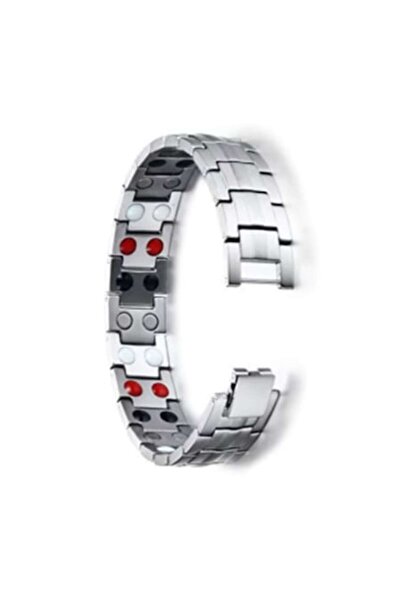 CRM Brățară bărbătească, CRM, magnetică, reglabilă, 20 cm, argintie