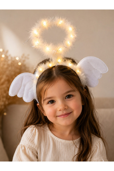 Moonbelle Işıklı Melek Tacı – Kanatlı LED Parti Tacı - Parti Doğum günü Hediy...