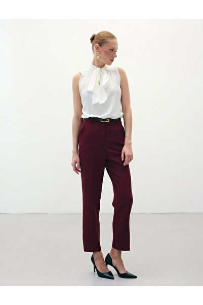 Sateen Pantalone sa kaišom - Bordo crvena