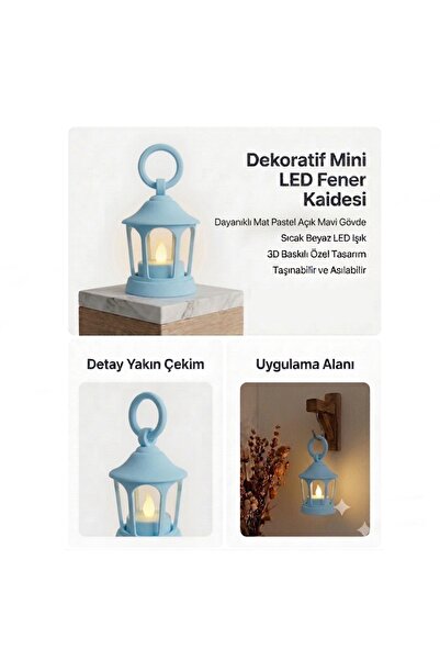 Aksefuar Lazer Dekoratif Fener Mini Kaide – Led Mumlu Modern Masaüstü Aydınla...