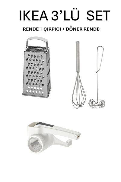 IKEA 4-Piece Grater and Whisk Kitchen Set Rotary Grater Steel Grater and 2-Pi...