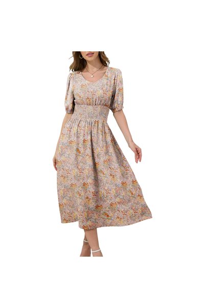 OEM Rochie Midi de Vară pentru Femei, Croială în A, Aerisită, cu Imprimeu Flo...